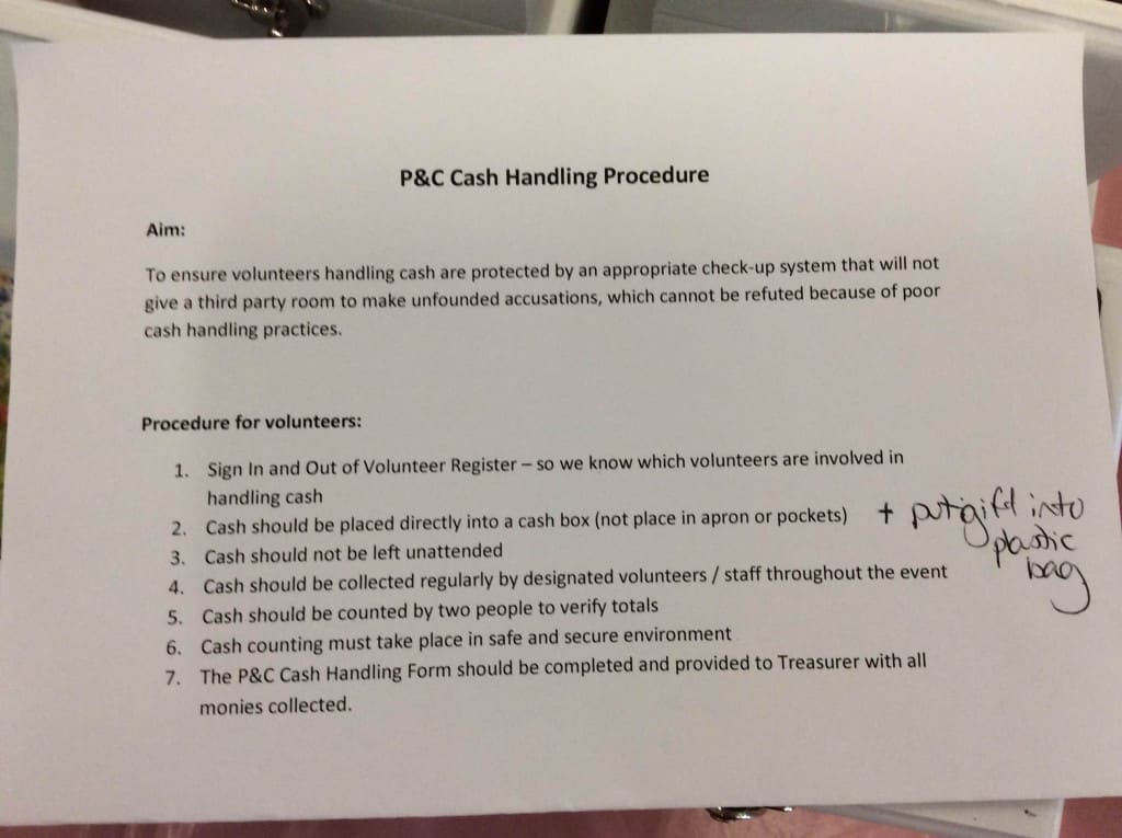Cash handling procedures example